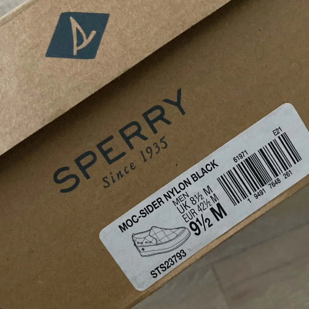 Sperry Moc-Sider Nylon Slipper Sneakers Slip Ons Black NEW Size 9.5 Men
